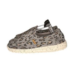 Hey Dude Misty Charcoal Cheetah Print Gray Womens Size 11 Casual Shoes Loafers